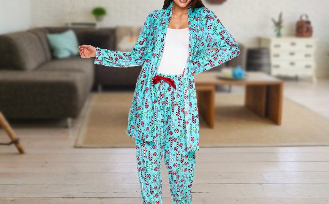 Women’s Plush Robe & Pajama Pants $11
