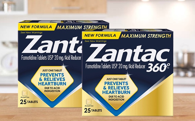 Zantac 360 Acid Reducer 25-Count 49¢ Each