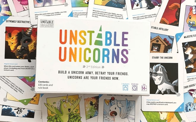 Unstable Unicorns Card Game on the table