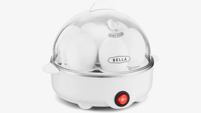 BELLA White Rapid Electric Egg Cooker on White Background