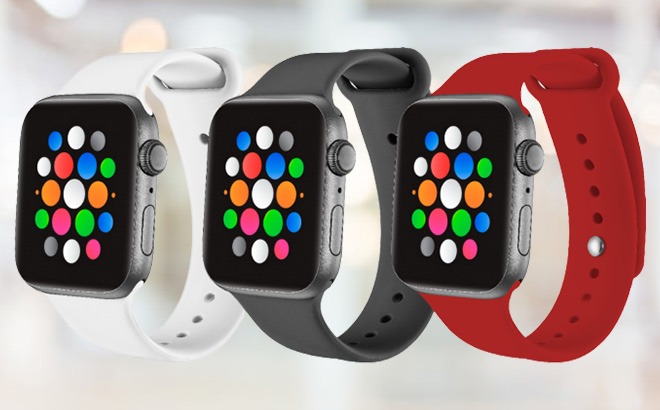 Apple Watch Silicone Bands 3-Pack for $7.99