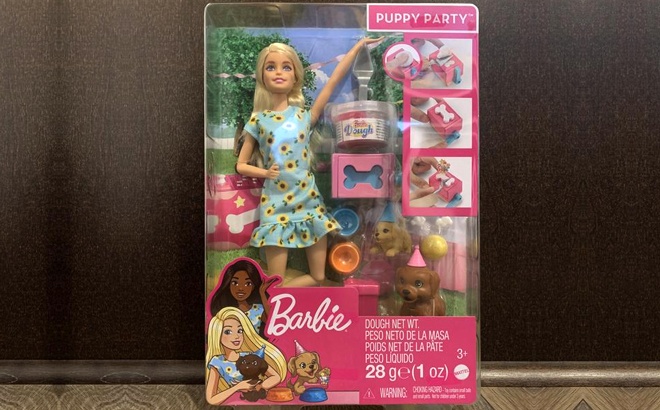 Barbie Puppy Party Doll Playset $13.99