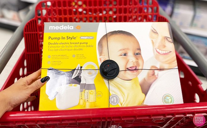 A Box of Medela Breast Pump in a Shopping Cart