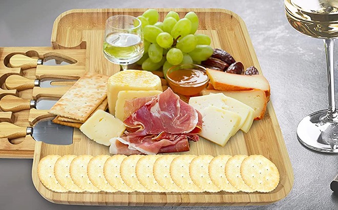 Bamboo Cheese Board and Knife Set $19