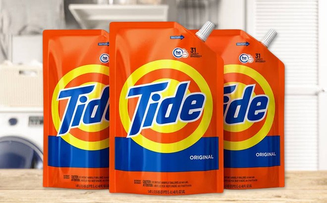 Tide Liquid Detergent 3-Pack Pouches $12.99