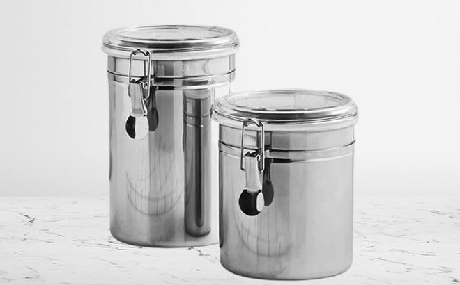 Martha Stewart Set of 2 Food Storage Canisters on table