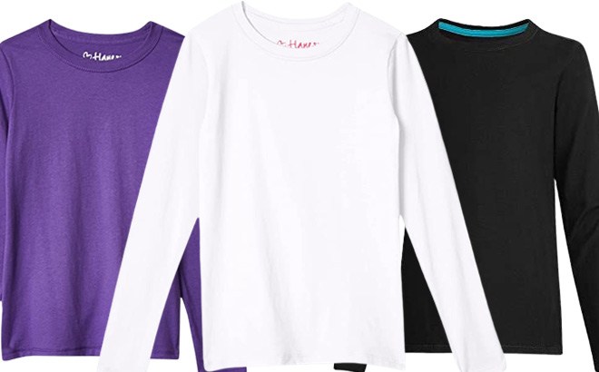 Hanes Girls Long Sleeve Tee $3