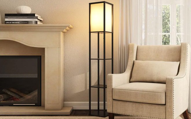 Storage Shelf Floor Lamp $35 Shipped