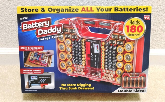 Ontel Battery Daddy Battery Organizer Storage Case with Tester