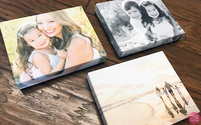 Canvas Prints of a Boy and a Girl, Mother and Daughter, and a Family on a Beach