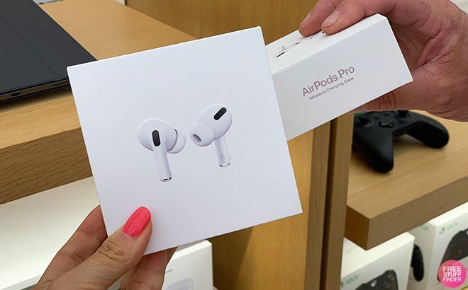 Two Hands Holding Two Boxes of Apple AirPods Pro Second Generation Earbuds
