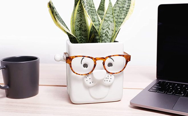 Puppy Ceramic Planter $7