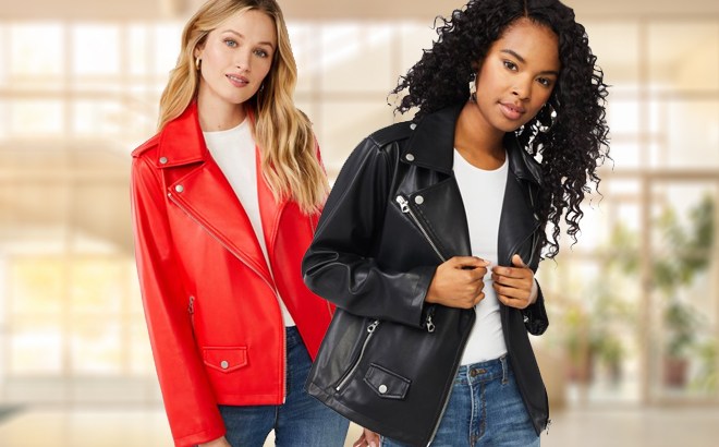 Women's Faux Leather Jackets $16!