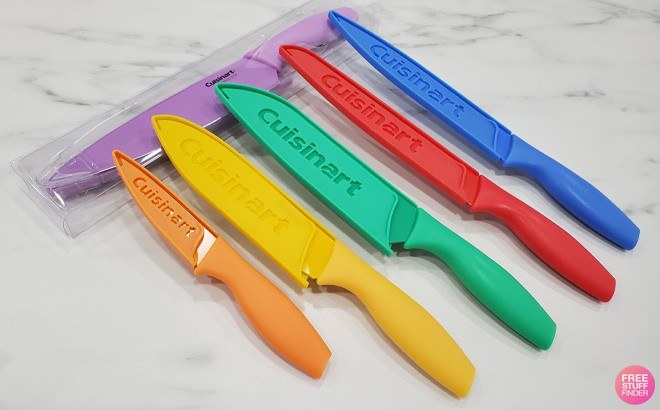 Cuisinart 12 Piece Knife Set in Multi Colors on a Kitchen Countertop 