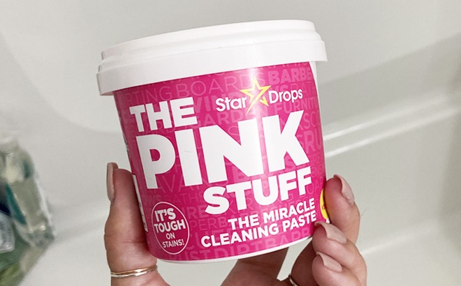 Hand Holding Stardrops The Pink Stuff Cleaning Paste