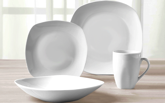 White Porcelain 16-Piece Dinnerware Set $35