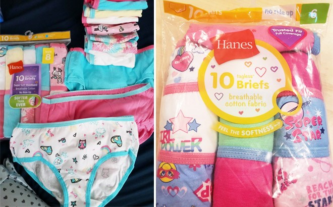 Hanes Girls Brief Panties 10-Pack $9