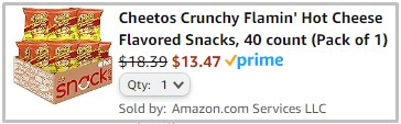 Amazon Cheetos Checout Screenshot