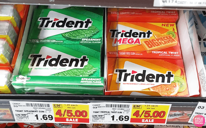 Trident Sugar Free Gum 26¢ Each