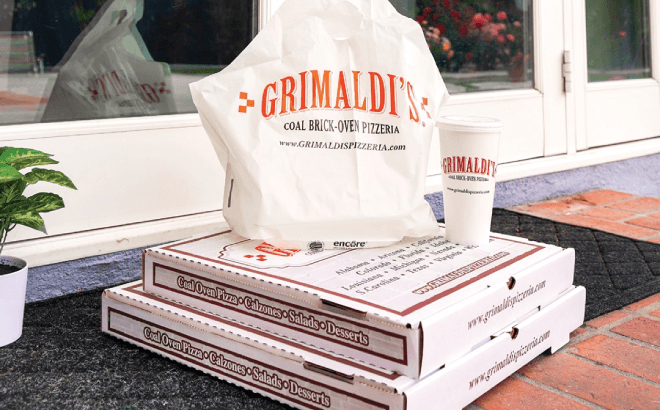 Grimaldis Pizza Boxes on a Doorstep