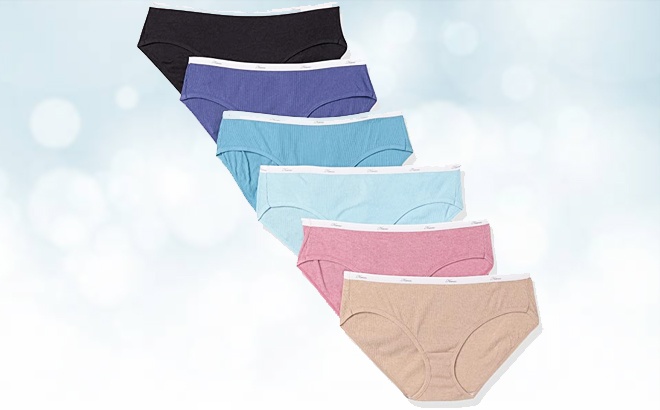 Hanes Women's Ribbed Cotton Hipster Underwear, 6-Pack