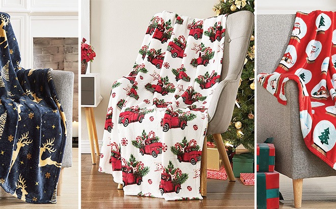 Holiday Flannel Throws $7.99