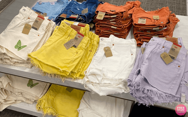 Levi's Women's 501 Jean Shorts in Multiple Colors on a Table at Kohl's