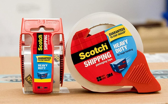 Two Scotch Heavy Duty Packaging Tape on a Cardboard Box
