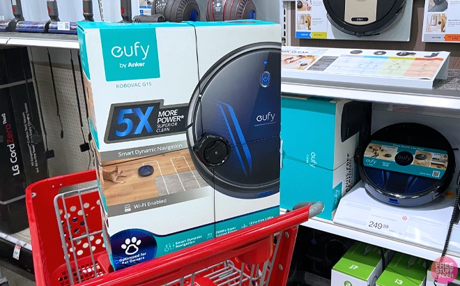 eufy Clean Pro Robot Vacuum in a Store Cart