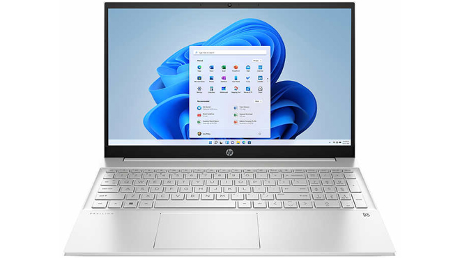 HP Pavilion 15.6-Inch Touchscreen Laptop on a White Background