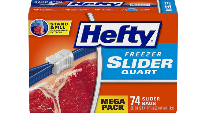 Hefty Slider Freezer Storage Bags 74 Count