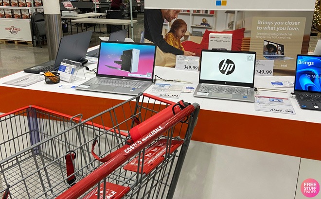 Different Laptops on Display at a Costco Store