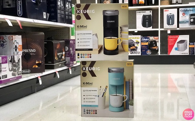 Two Keurig K-Mini Coffee Machines on Top of Each Other in a Store Aisle