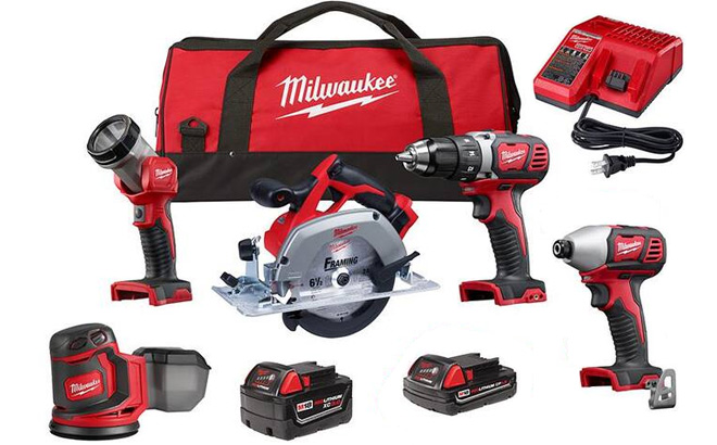 A Graphic Showing the Complete Milwaukee M18 5 Tool Cordless Combo Kit