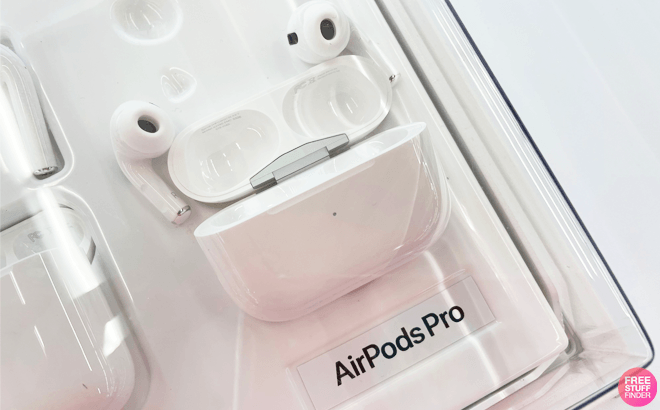 Apple AirPods Pro with MagSafe Charging Case (1st Gen) on a Store Display