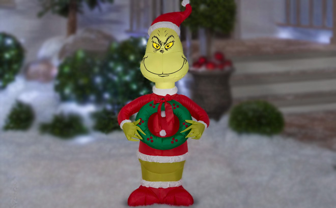 Christmas Yard Airblown Inflatable Grinch As Santa