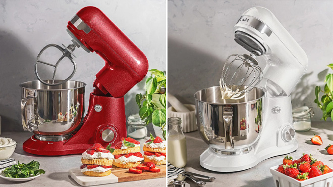 Cooks Stand Mixer in Red and White Color