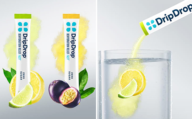 DripDrop Zero Hydration Relief on a Gray Background DripDrop Zero Hydration Relief on a Gray Background