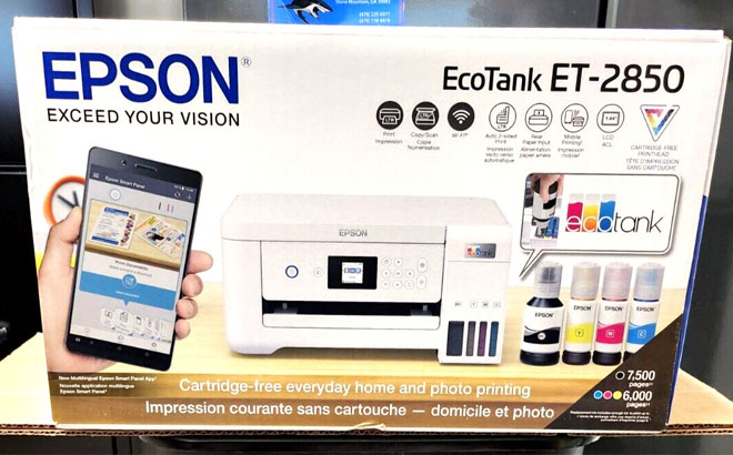Epson EcoTank Printer in a Box on a Shelf