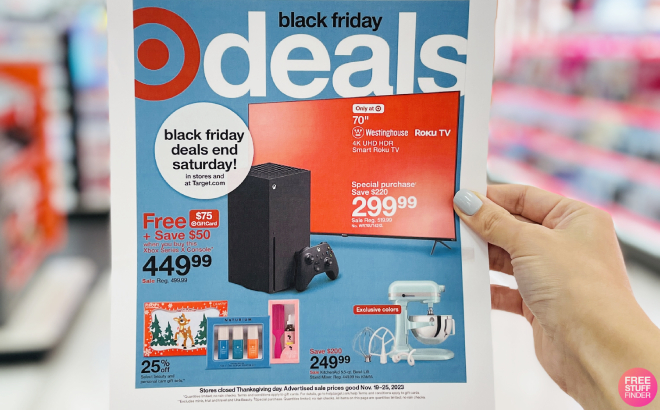 Hand Holding a Black Friday Ad of Target