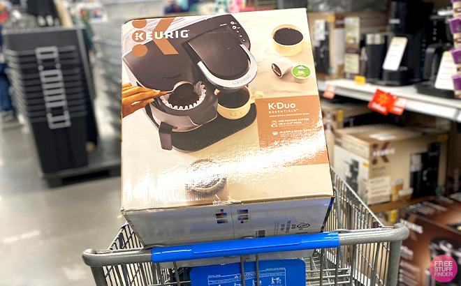 Keurig K Duo Essentials Black Single Serve K Cup Pod Coffee Maker on a Cart