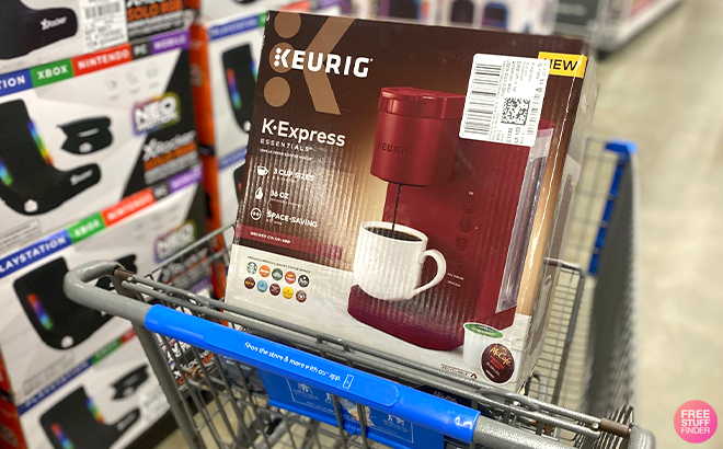 Keurig K Express Essentials Single Serve K Cup Pod Coffee Maker on a Cart
