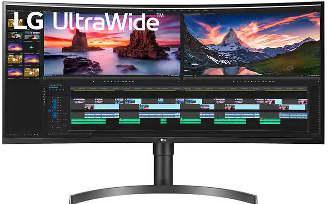 LG 35-Inch UltraWide Curved Monitor on a White Background