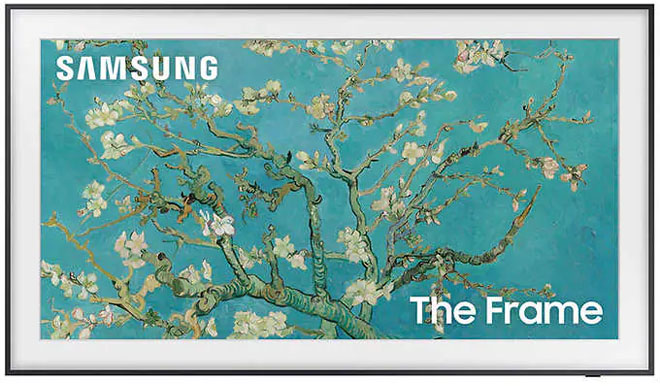Samsung 65-Inch Frame Series TV on a White Surface