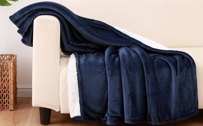 Sherpa Throw Blanket on a Sofa