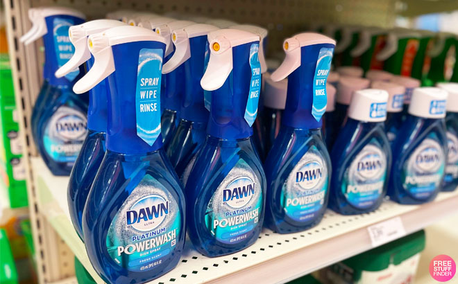 Dawn Powerwash Dish Spray Bottles on a Target Shelf
