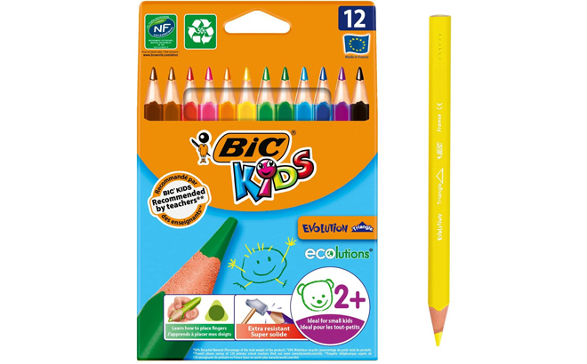A 12 Pack of BIC Kids Evolution Triangular Coloring Pencils