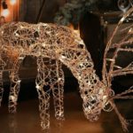 Alpine Corporation OutdoorIndoor Rattan Grazing Reindeer with Lights