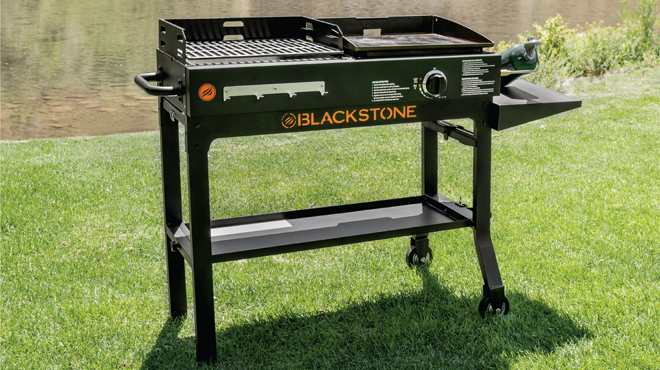 Blackstone griddle charcoal deals grill combo