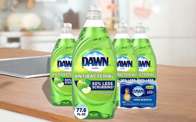 4 Dawn Dish Soap & 2 Sponges $9.59